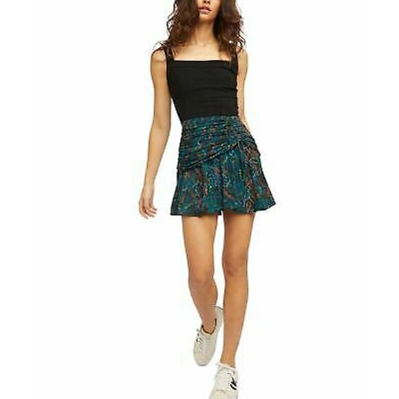 Free People Dresses & Skirts - Free People Women's Saturday Sun Ruched Mini Skirt Dark Green Size 12, $78 NWT